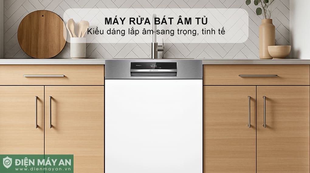 Máy rửa bát bán âm Bosch Serie 8 Sấy Zeolith SMI8ZDS81T